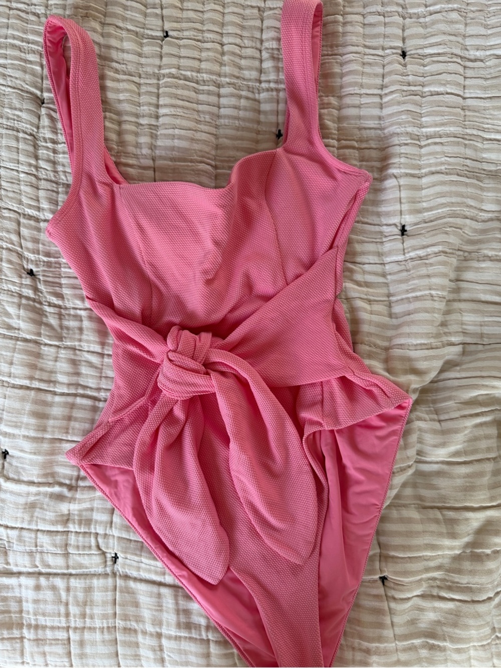 l*space Pink Textured One-Piece with Waist Tie